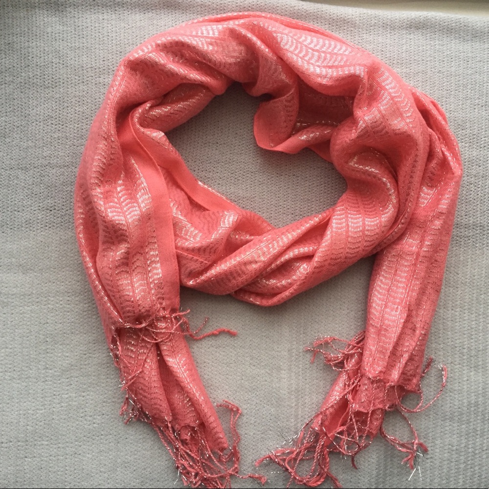 2 Charming Charlie Scarves (Coral & Light Blue)